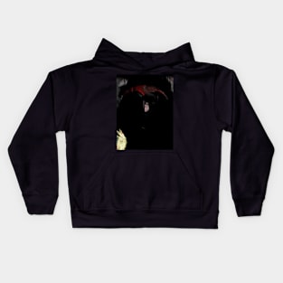 Portrait, digital collage and special processing. Dark fantasy. Tired warrior, beautiful diadem. Darker, more contrast. Kids Hoodie